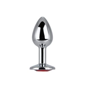 Toosh Silver Metal Butt Plug Small Red Stone