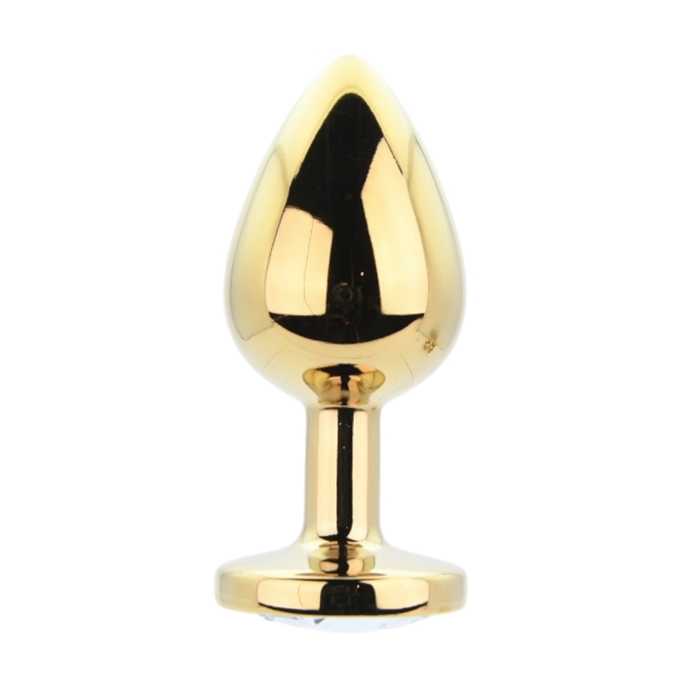 Toosh Metal Butt Plug Gold Set of 3 Clear Stone - Image 4