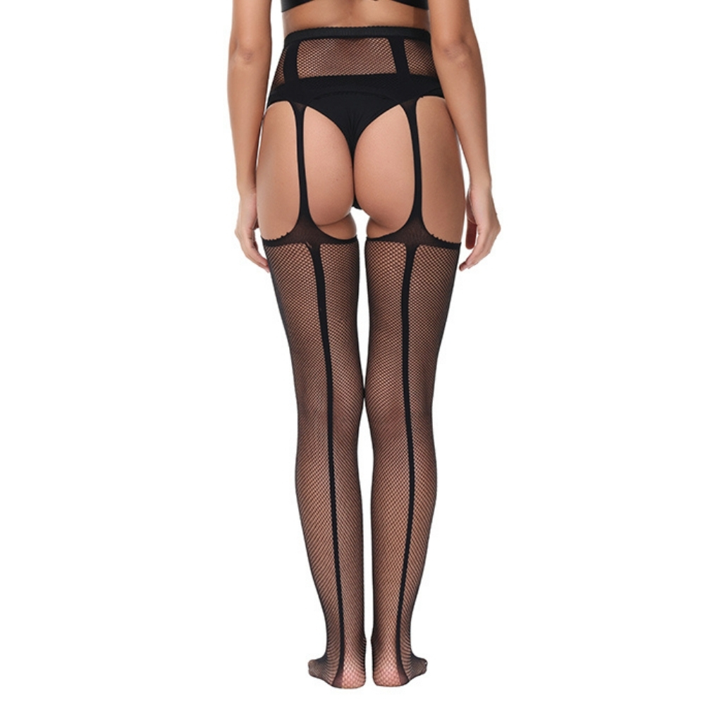 Lace by LJ Lace Up Suspender Tights Black - Image 6
