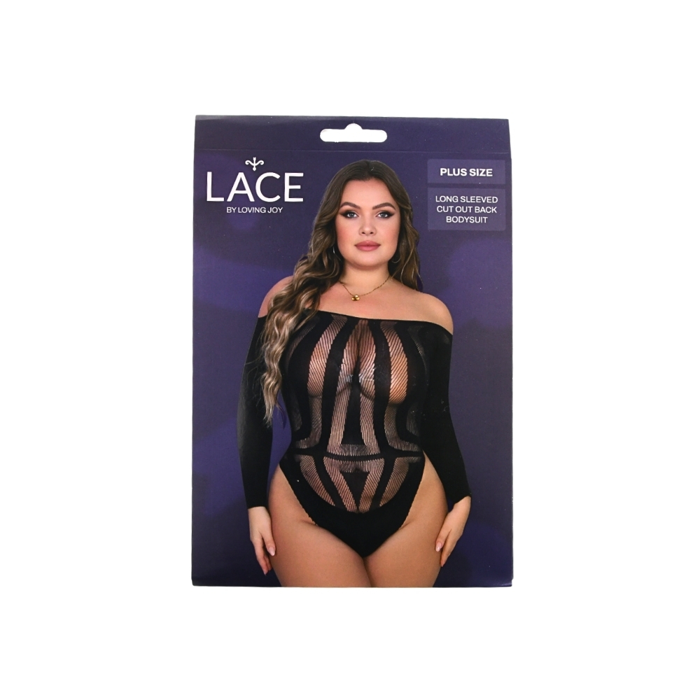 Lace by LJ Plus Size Long Sleeved Cut Out Back Bodysuit - Image 8