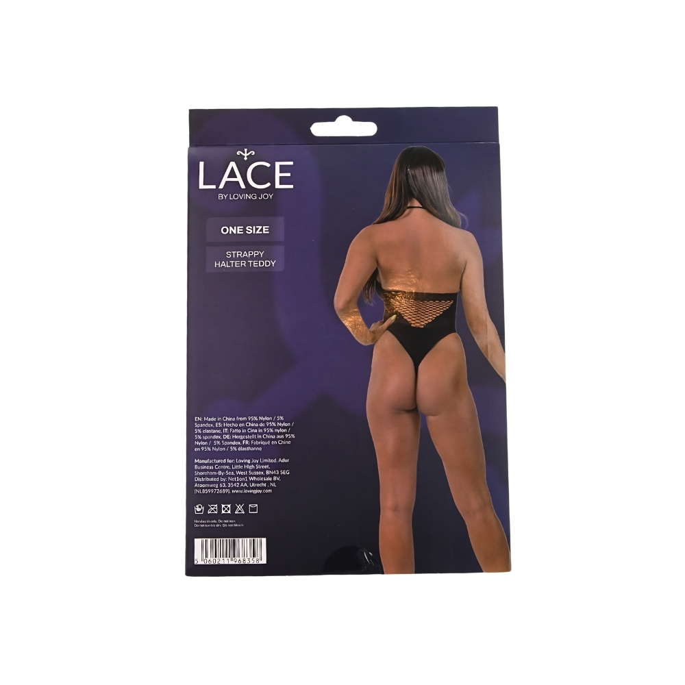 Lace by LJ Strappy Halter Teddy Black - Image 7