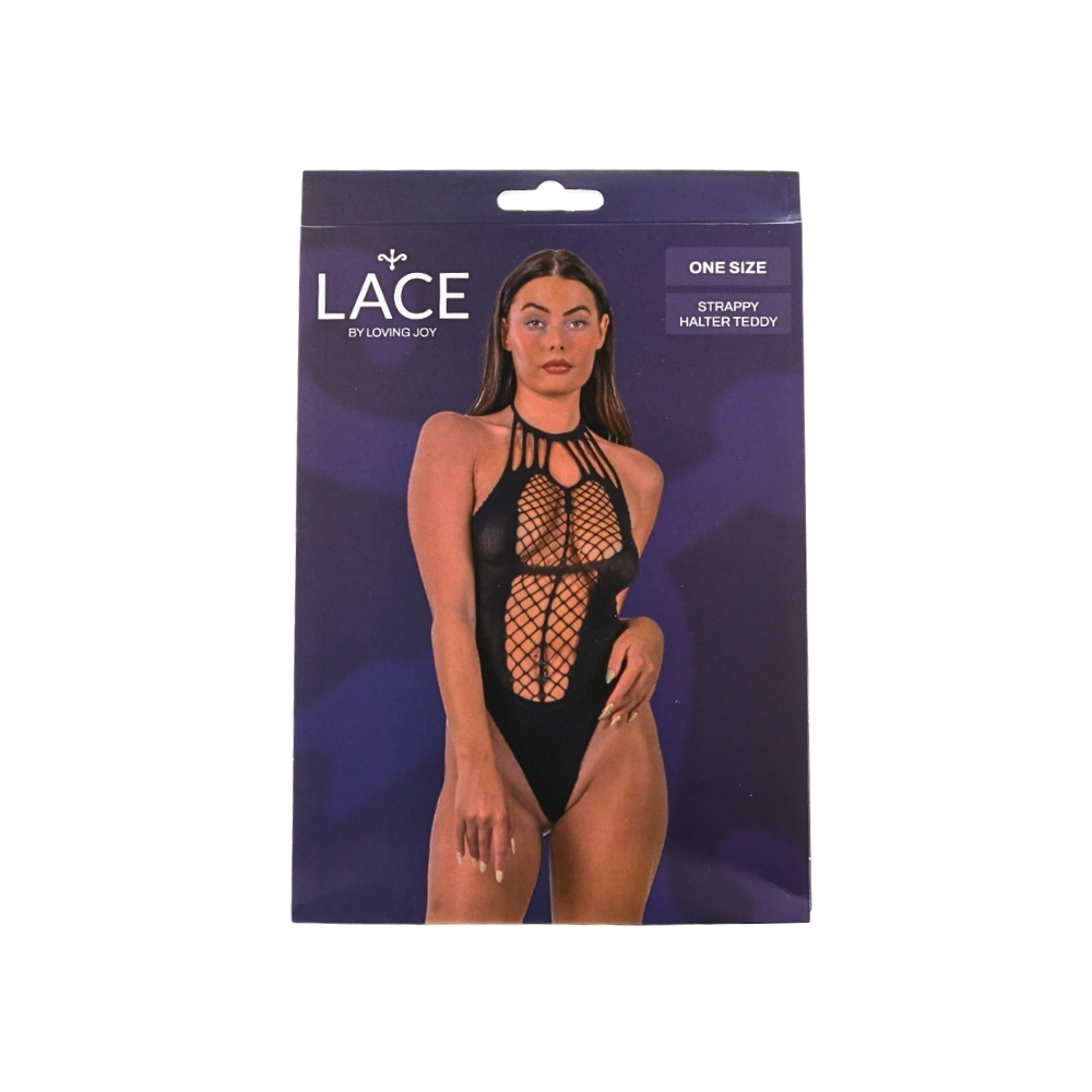 Lace by LJ Strappy Halter Teddy Black - Image 6