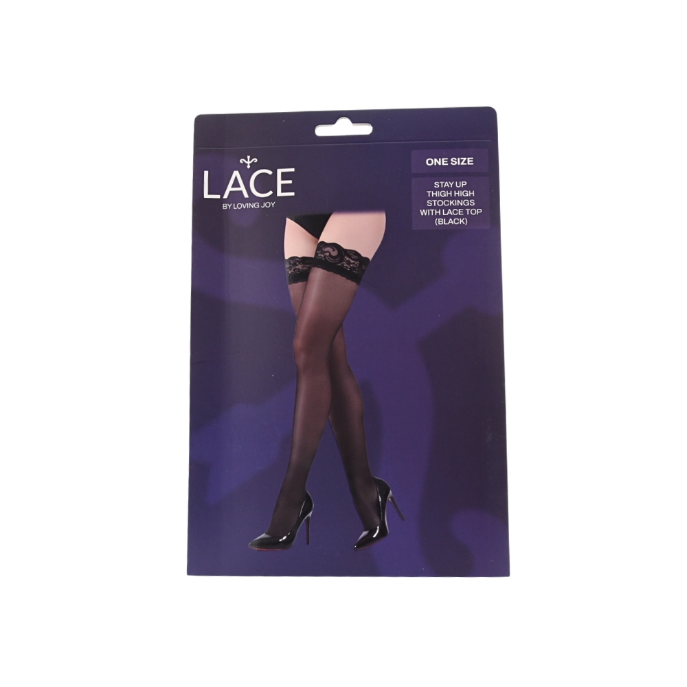 Lace by LJ Stay Up Thigh High Stockings with Lace Top - Image 5